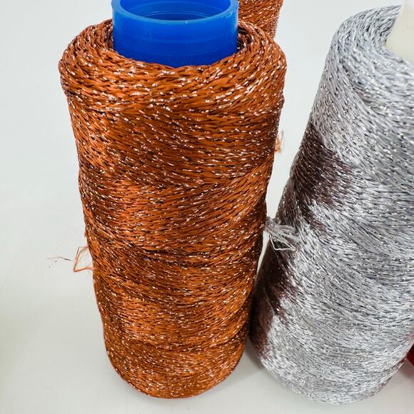 Karat Skacel Collection Sparkly Metallic Rayon Polyester DK Red Copper Silver - Picture 6 of 7